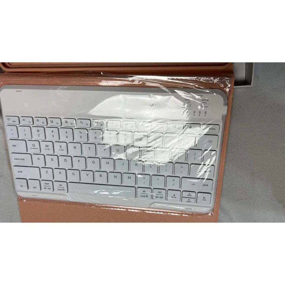 Pink Wireless Keyboard Case for iPad 10th Gen 10.9 Inch 360 Rotating Folio Cover